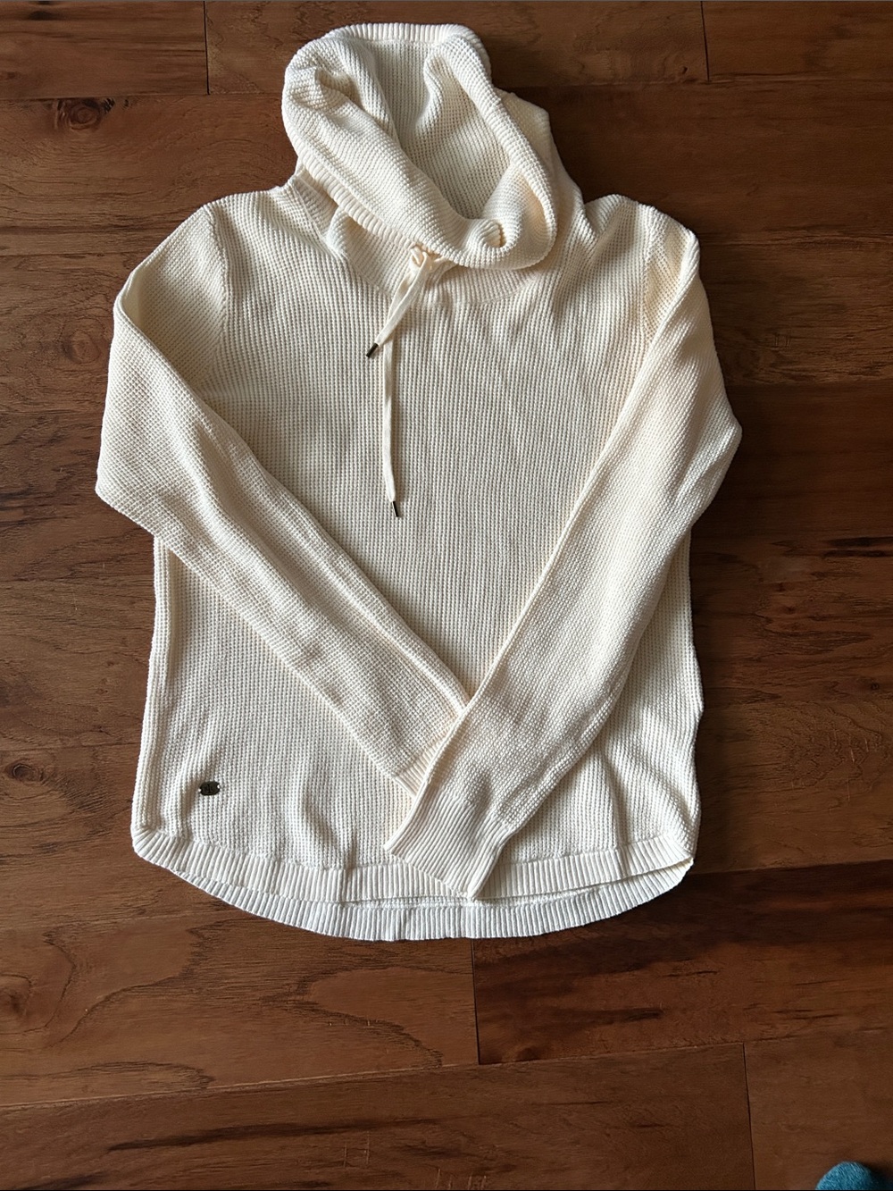 Ralph Lauren Cream Waffle-Knit Cowl Neck Pullover
